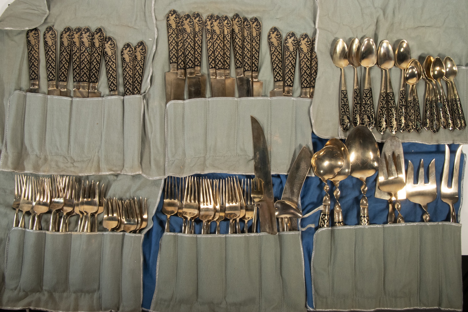 Appraisal: PCS ASIAN BRASS FLATWARE Large Set of Brass Flatware from