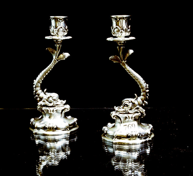 Appraisal: A pair of Italian candlesticks in silver