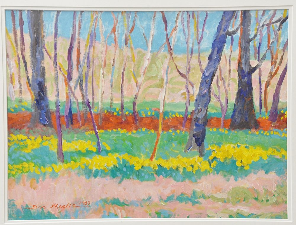 Appraisal: Suk Shuglie oil on canvas Spring Trees sight size x