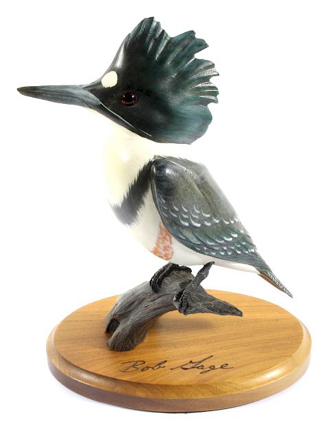 Appraisal: Bob Sage Big Sky Carvers Kingfisher Carving Included in this