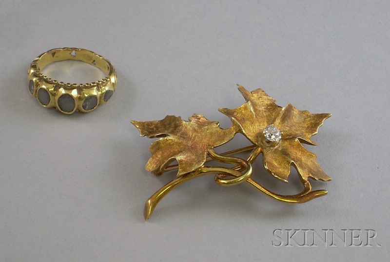 Appraisal: Antique kt Gold and Rose-cut Diamond Ring and a kt