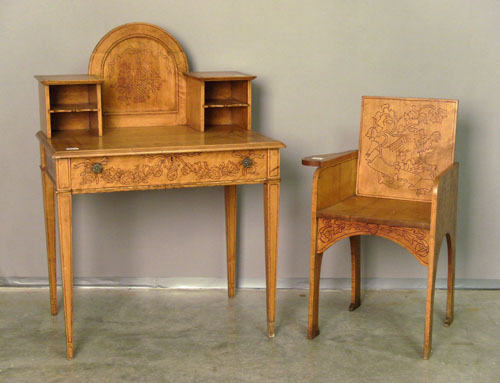 Appraisal: Art deco ladies writing desk and chair