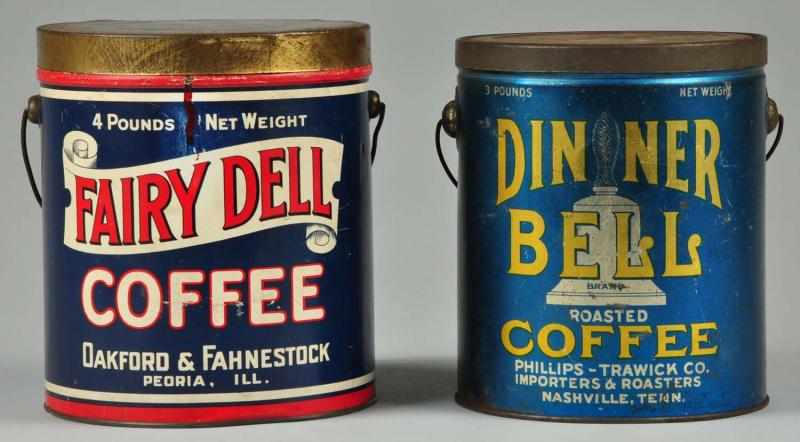 Appraisal: Lot of Coffee Tins Description Includes Fairy Dell Dinner Bell