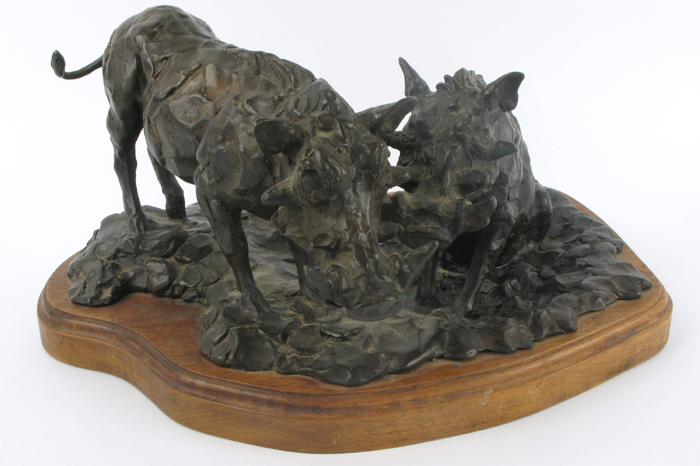 Appraisal: KENNETH R BUNN BRONZE SCULPTURE American born titled Wart hogs