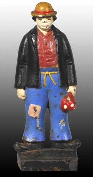 Appraisal: Cast Iron Hobo Clown Doorstop Description Made by John Wright