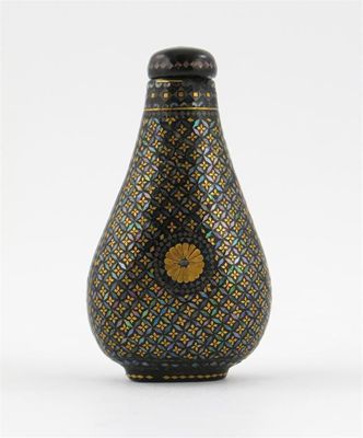 Appraisal: A laque burgaut pear-shaped snuff bottle finely decorated with a