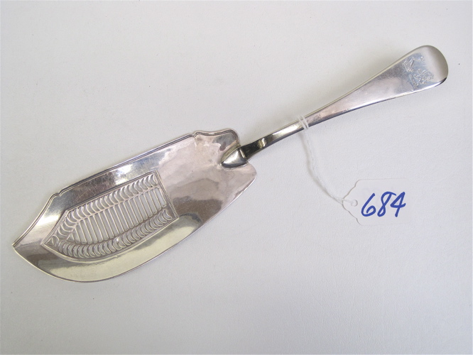 Appraisal: LONDON GEORGIAN STERLING SILVER FISH SLICE with double crest hallmarked