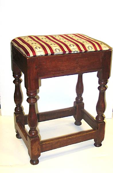 Appraisal: A William and Mary maple stool New England first quarter