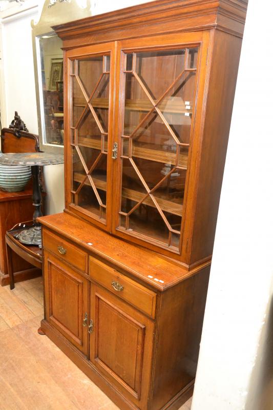 Appraisal: A TH CENTURY BOOKCASE CABINET TWO KEYS IN OFFICE A