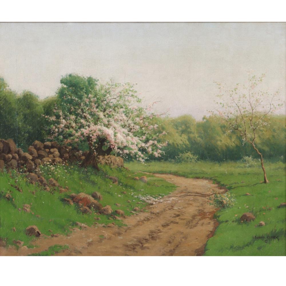 Appraisal: David Clark New York ca - Path with Apple Blossoms