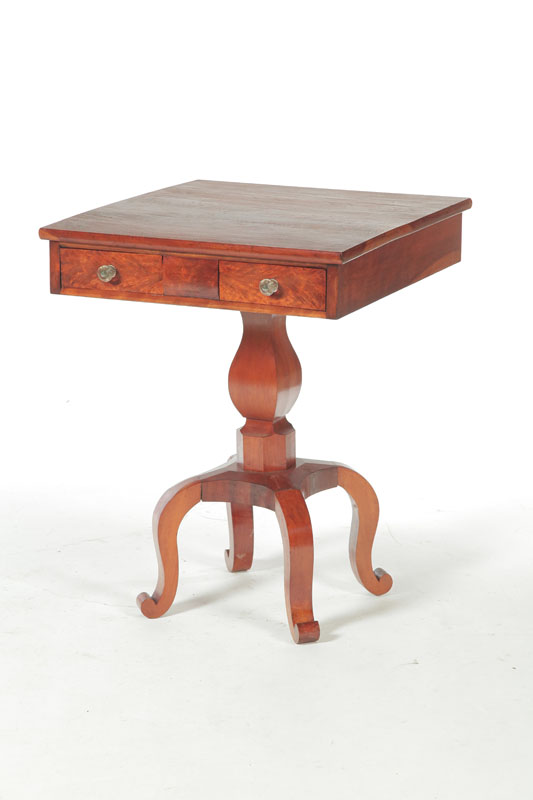 Appraisal: VERNACULAR TWO-DRAWER STAND Probably Midwestern mid th century cherry and