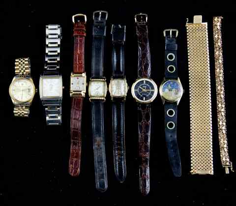 Appraisal: SEVEN ECLECTIC WATCHES VERMEIL NATURALISTIC LINK BRACELET AND ANOTHER WIDE