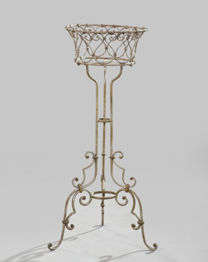 Appraisal: Stylish French Scrolling Wrought-Iron Conservatory Plant Stand first quarter th