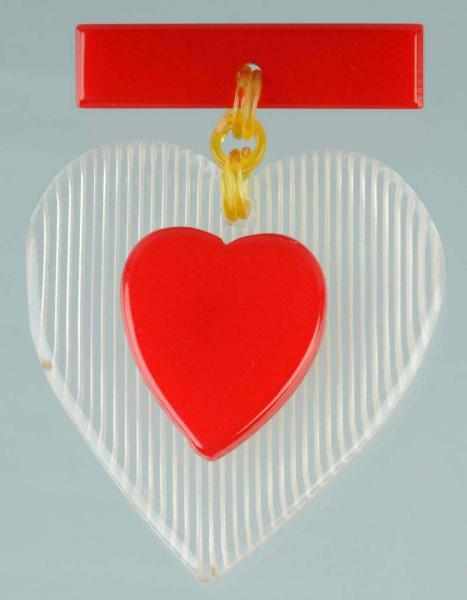 Appraisal: Bakelite Lucite Carved Heart Pin Condition Excellent Size L