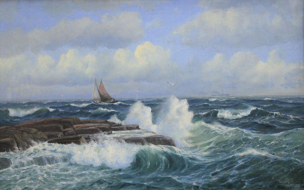 Appraisal: Conrad Selmyhr Norwegian - seascape Marstrand oil on canvas signed