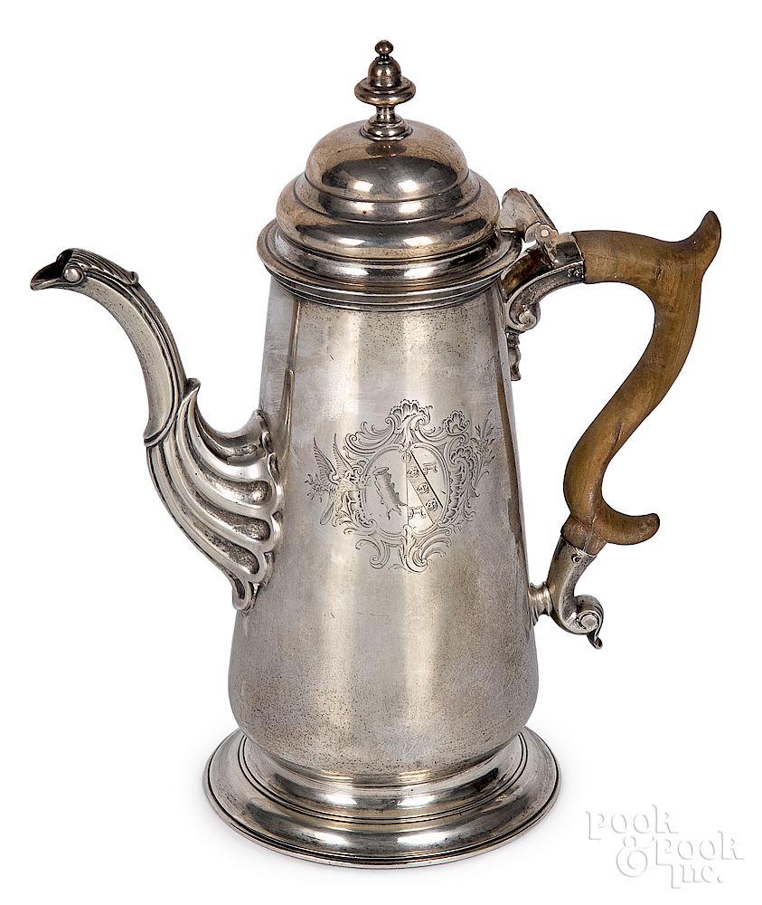 Appraisal: Georgian silver coffee pot - Georgian silver coffee pot -