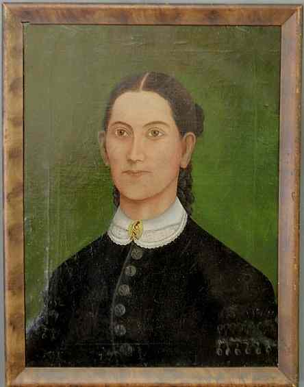 Appraisal: Oil on canvas portrait of a woman wearing a black