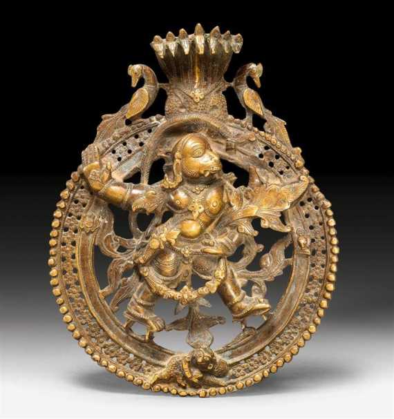 Appraisal: A ROUND BRONZE RELIEF OF HANUMAN KING OF THE MONKEYS