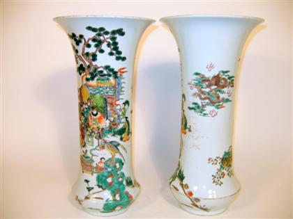 Appraisal: Large pair of Chinese famille rose beaker vases blue kangxi