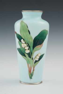 Appraisal: A Cloisonne Vase with Flowers th Century Tapered baluster form