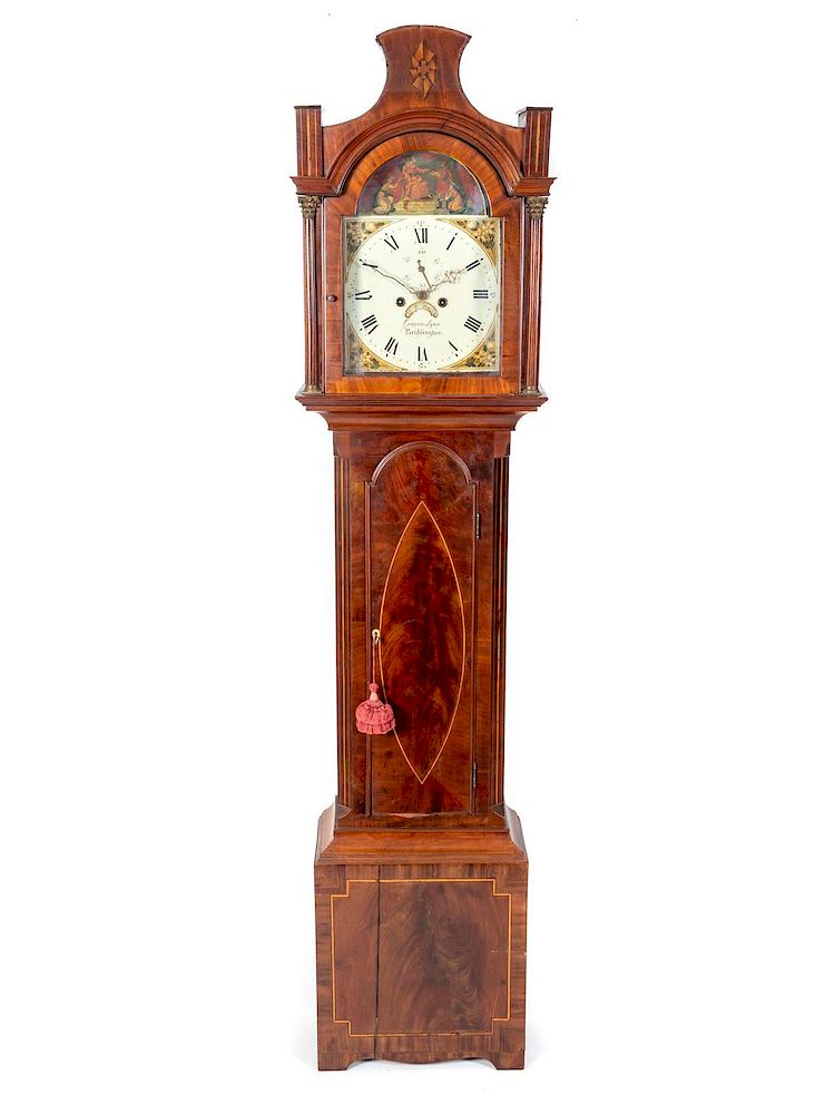 Appraisal: A George III Inlaid Mahogany Tall Case Clock Height inches