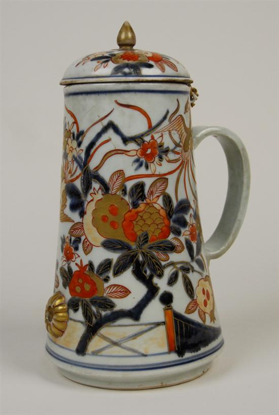 Appraisal: CHINESE IMARI TANKARD Kangxi Period height inches Condition inside lid