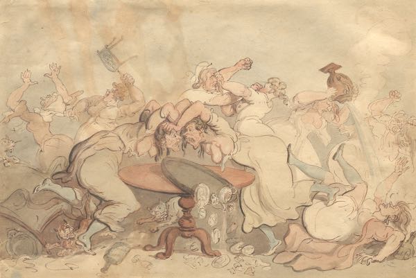 Appraisal: Thomas Rowlandson British - x sheet Breaking Up of the