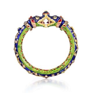 Appraisal: An Enamel Indian Dragon Bangle Bracelet Antique styled Indian K