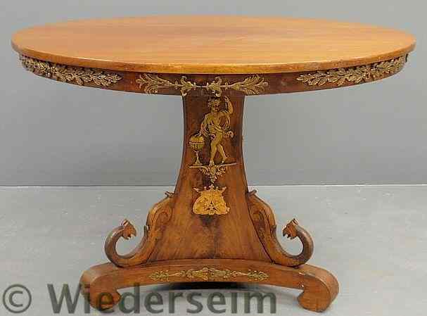 Appraisal: Italian mahogany center hall table th c the round top