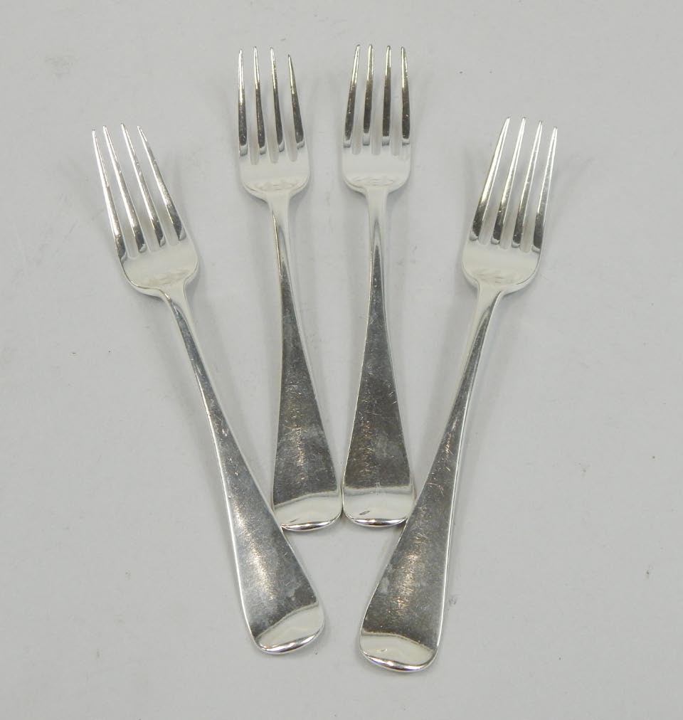 Appraisal: A set of four late William IV silver entree forks