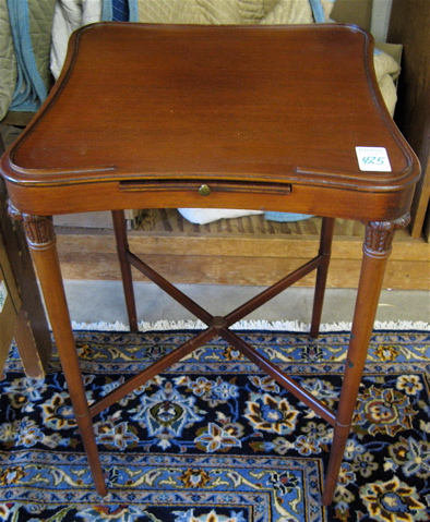 Appraisal: LAMP TABLE AND SIDE CHAIR Federal style mahogany lamp table