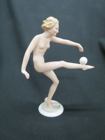 Appraisal: Hutschenreuther Porcelain Figurine of a Nude with ball excellent