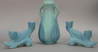 Appraisal: Three piece Van Briggle pottery lot including a vase ht