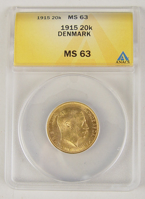 Appraisal: Denmark Kroner Gold Coin ANACS certified and graded MS Another