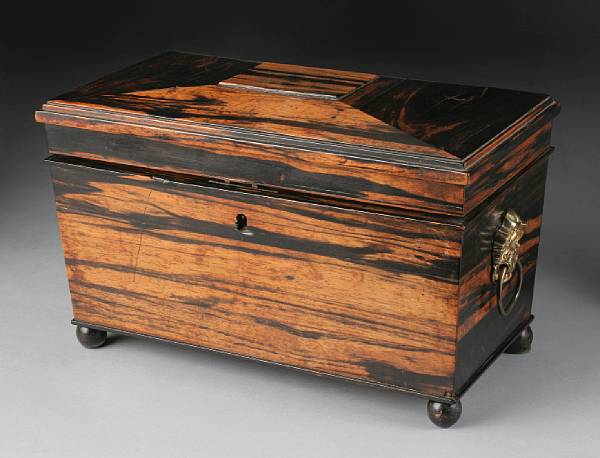 Appraisal: A Regency coromandel tea caddy first quarter th century Of