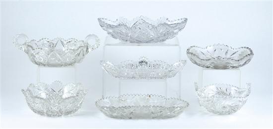 Appraisal: Collection of cut-glass dishes oblong dishes L and round bowls