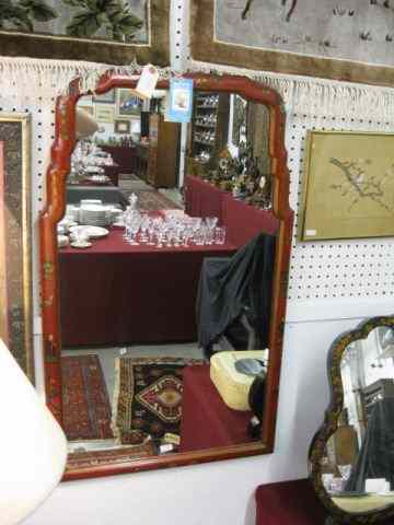 Appraisal: Oriental Mirror floral on red frame '' x ''