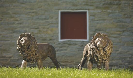 Appraisal: PAIR OF BRONZE LIONS American late th-early th century Impressive