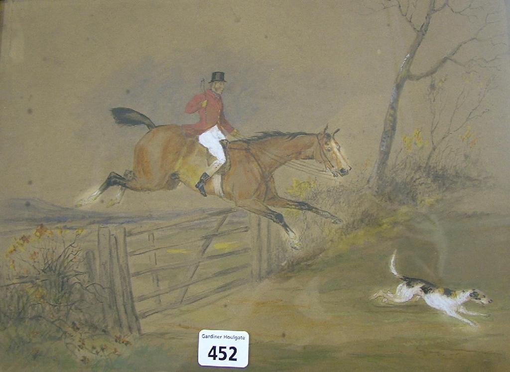 Appraisal: th th century British School - hunting scene with horse