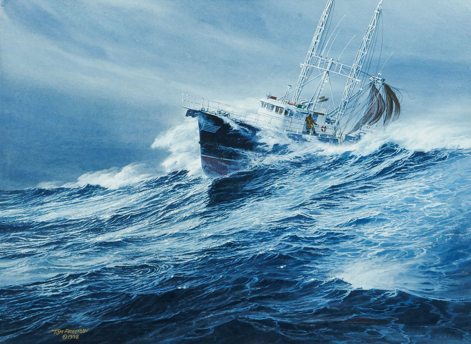 Appraisal: FREEMAN Tom American - ''The Perfect Storm'' Watercolor sight size