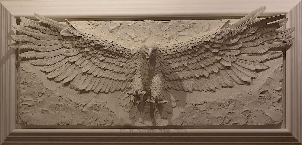 Appraisal: Bill Mack Eagle Plaster Relief Sculpture Bill Mack b Plaster