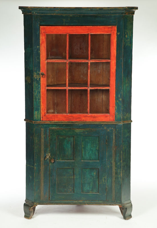 Appraisal: CORNER CUPBOARD Lehigh County Pennsylvania early th century cherry pine