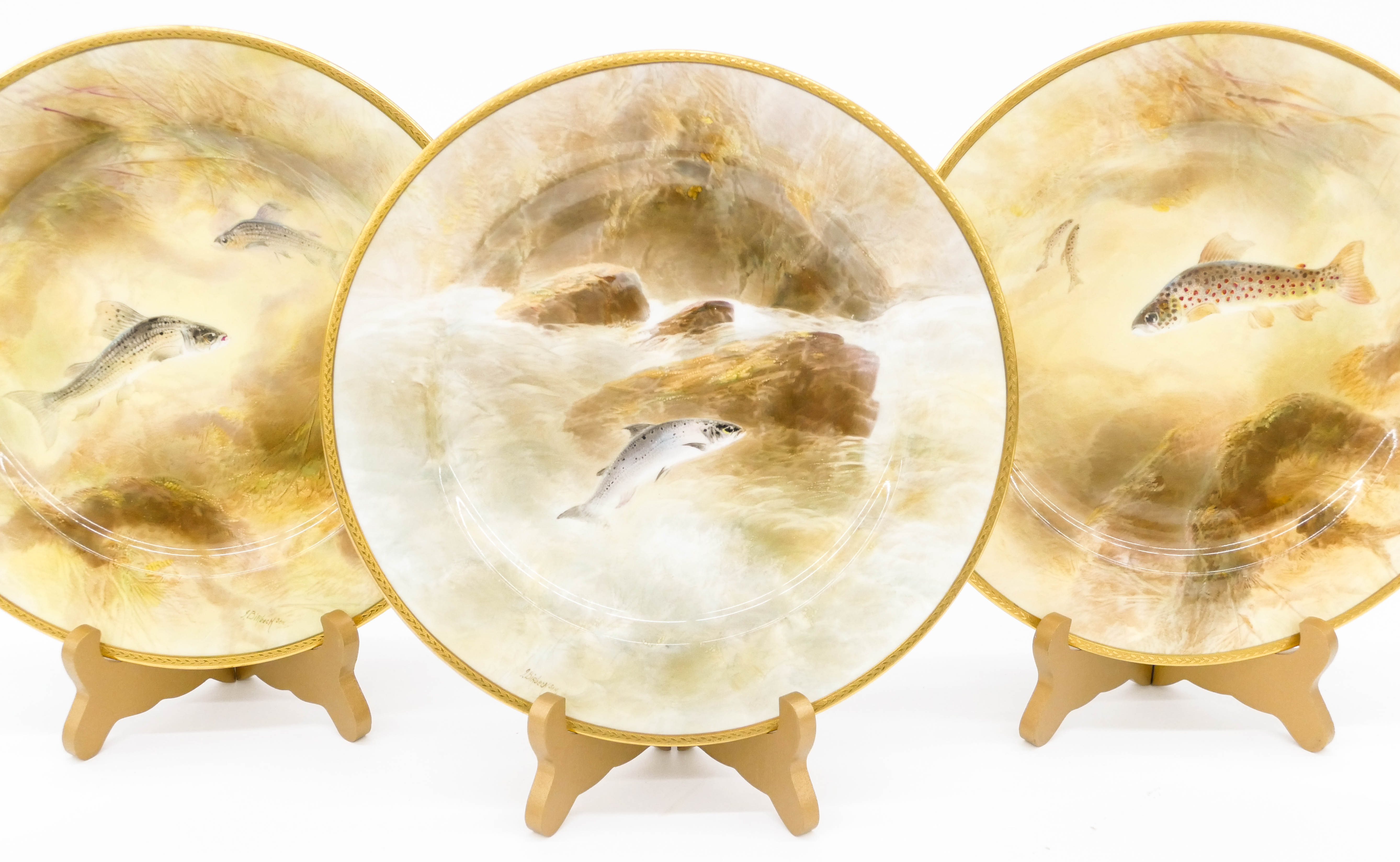 Appraisal: pc Royal Doulton for Tiffany Co Fish Plates '' Hand