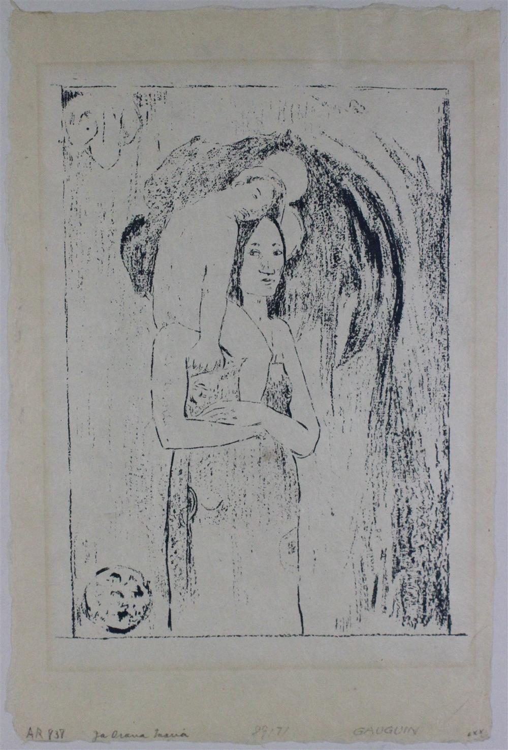 Appraisal: PAUL GAUGUIN FRENCH - IA ORANA MARIA Zinc lithograph on