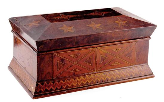 Appraisal: Continental parquetry inlaid box th century coffered hinged top inlaid