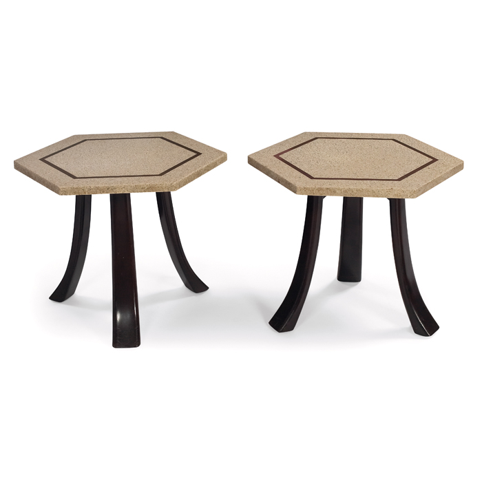 Appraisal: Harvey Probber occasional tables pair by Harvey Probber Inc hexagonal