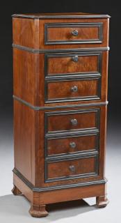 Appraisal: Tall French Carved Walnut Nightstand c the stepped canted corner