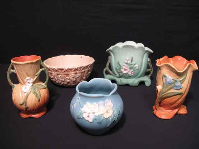 Appraisal: Group lot Weller art pottery Includes pieces Hanging basket and