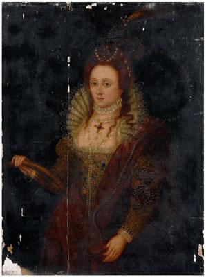 Appraisal: Queen Elizabeth portrait unsigned after the Rainbow Portrait by Isaac