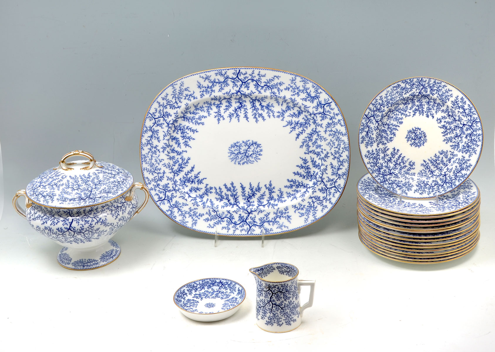 Appraisal: PIECE MINTON FIBRE BLUE BLUE SEAWEED CHINA G Desirable blue